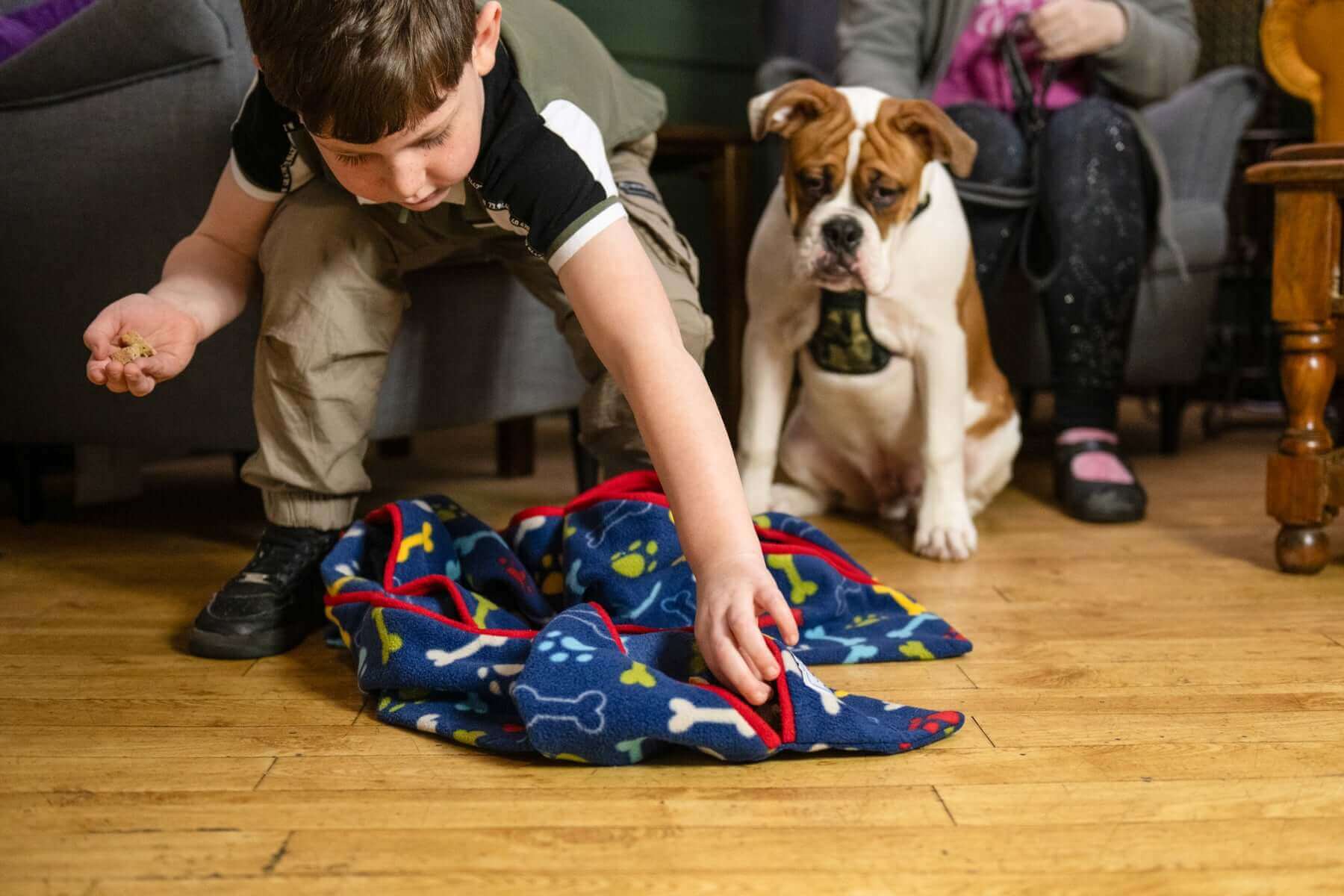 PickPocket Foragers are fully washable/tumble dryable fleece feeders in which dogs hunt for treats inside pockets. They are simple to use, easy to launder and bring all the benefits of foraging into your dog’s home. The PickPocket foraging kit includes a